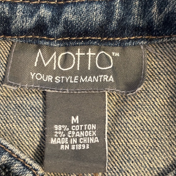 Motto “Your Style Mantra” Embellished Denim Jacket – Women’s Medium - Picture 2 of 7